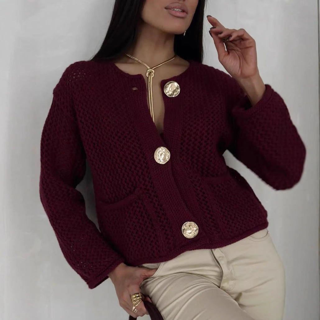Damen Strickjacke mit Struktur und praktischen Taschen Sovae