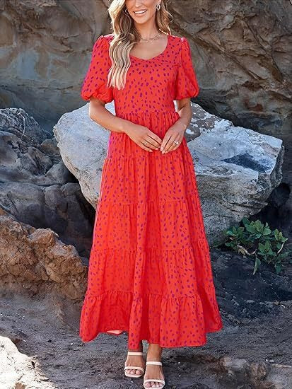 Damen Midikleid mit lässigem Schnitt und floralem Design Sovae