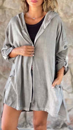 Damen lässige Zip-Hoodie-Jacke mit Taschen Sovae