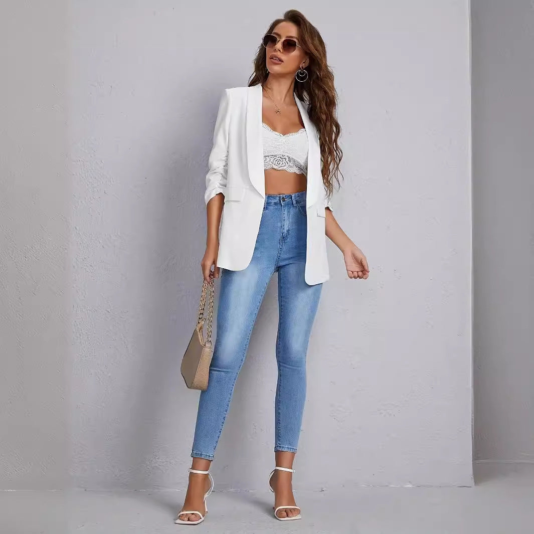 Damen eleganter Blazer mit leichten Schulterpolstern Sovae