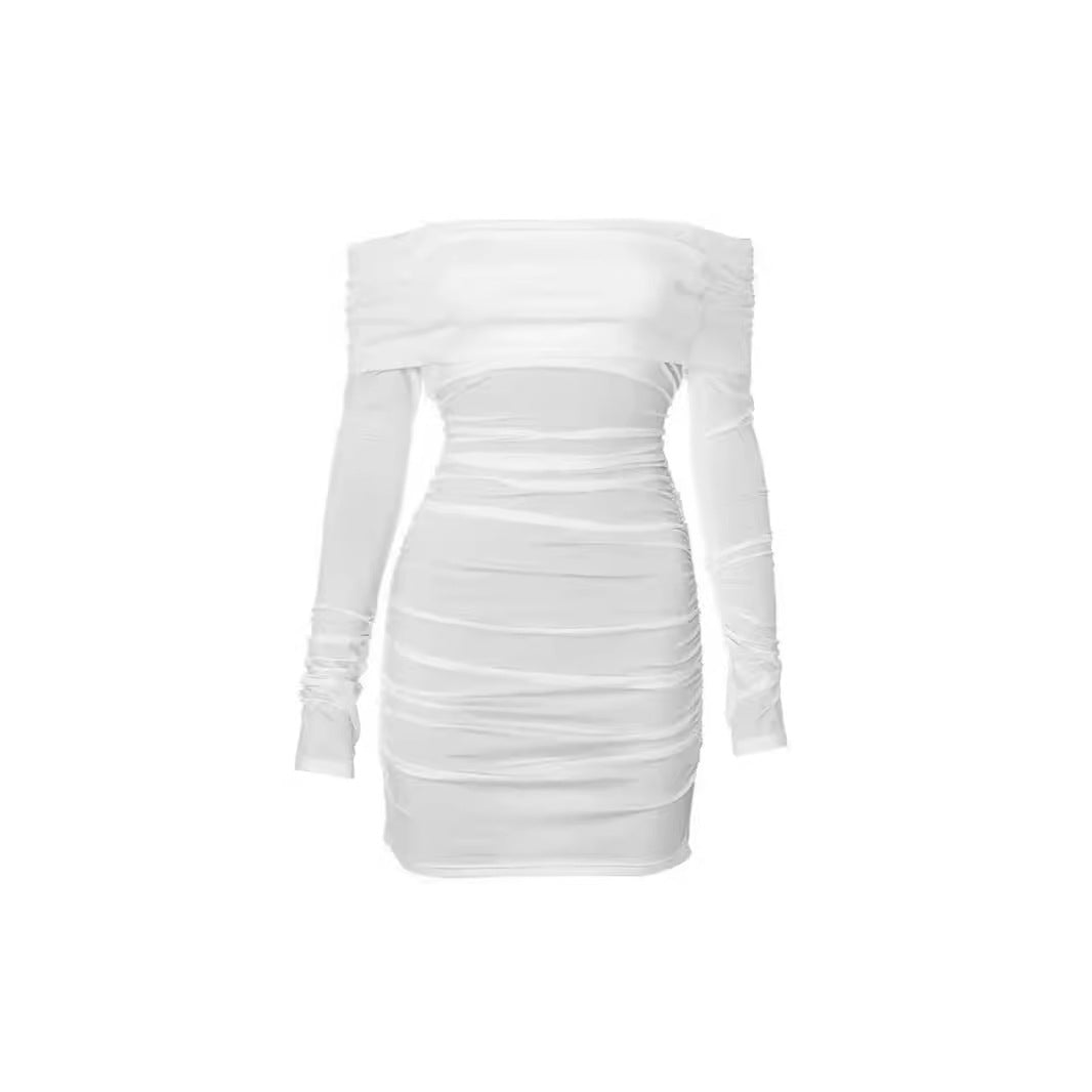 Damen Figurbetontes Off-Shoulder Minikleid mit Rüschendetails Sovae