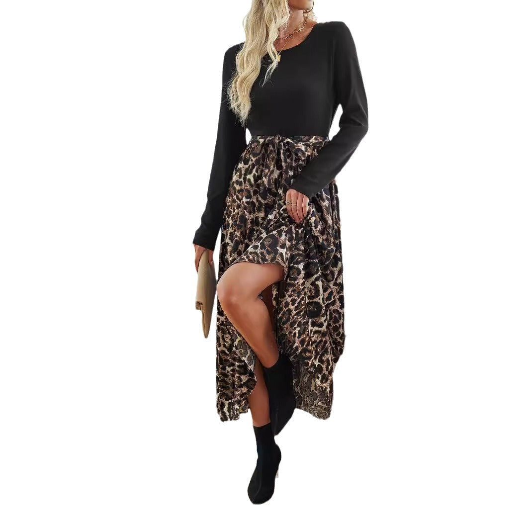 Damen Maxikleid mit eleganter Trachtenoptik und modischem Leoprint Sovae