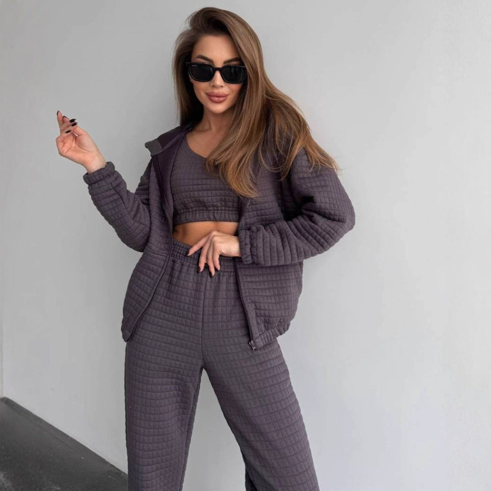 Damen Komfortables Fleece-Loungewear-Set mit kapuzensweat Sovae
