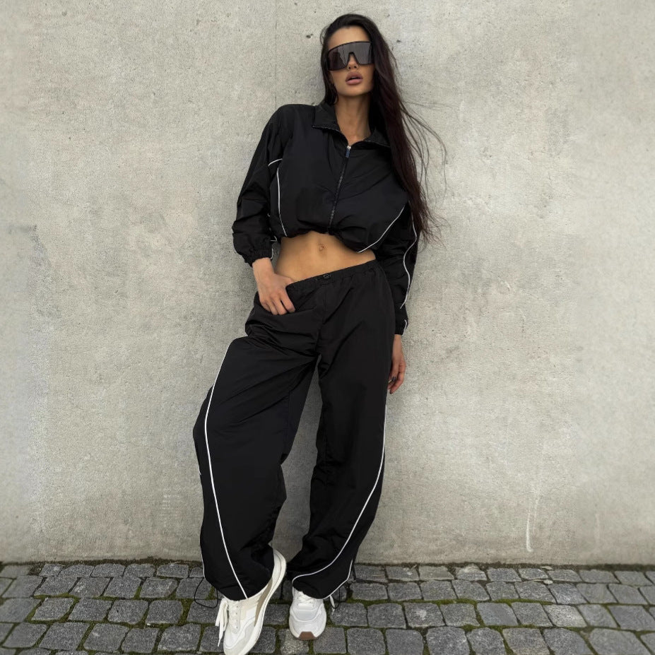 Damen Sportliche Windbreaker Jacke mit hohem Kragen Sovae