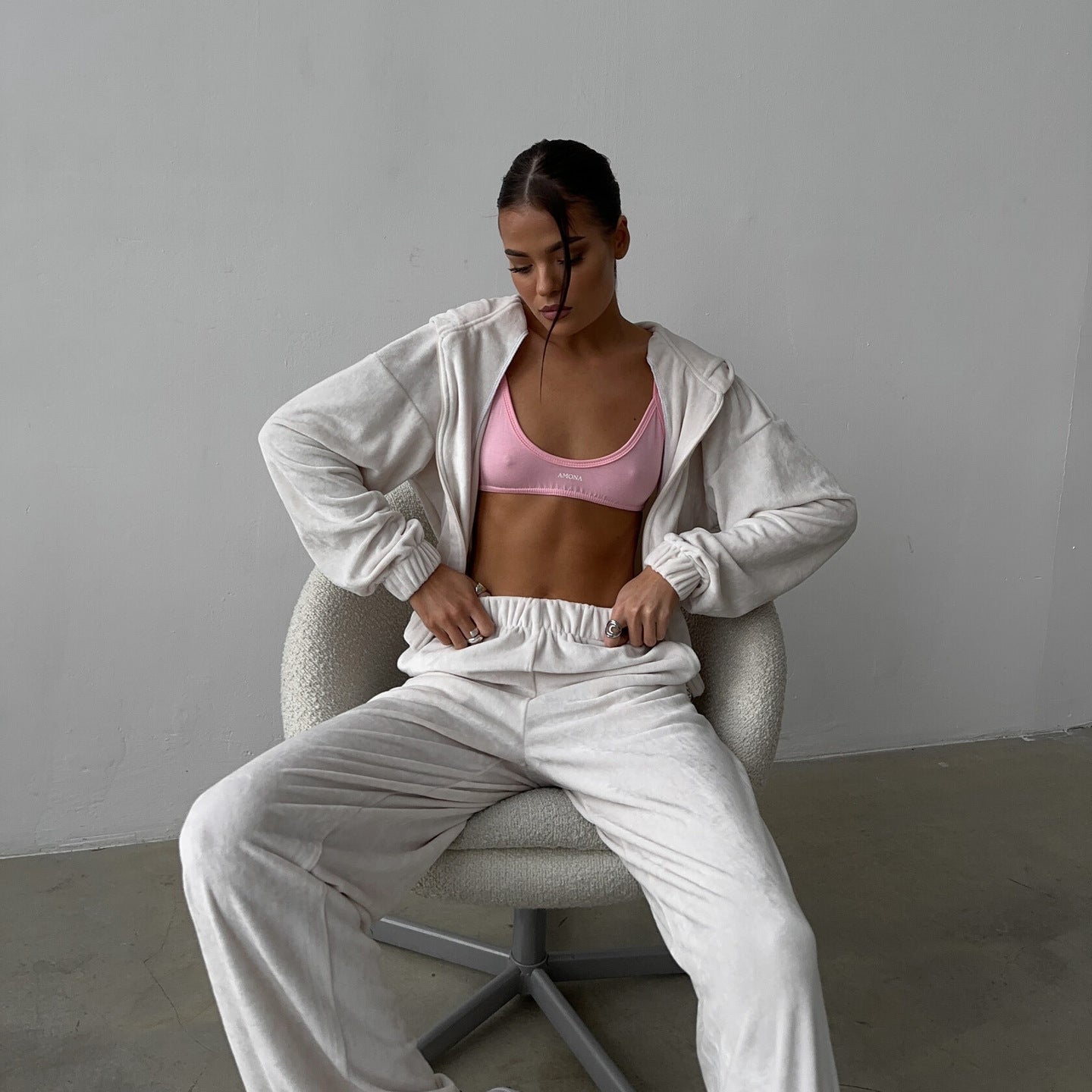 Damen Sportliches Velvet Loungewear-Set Sovae