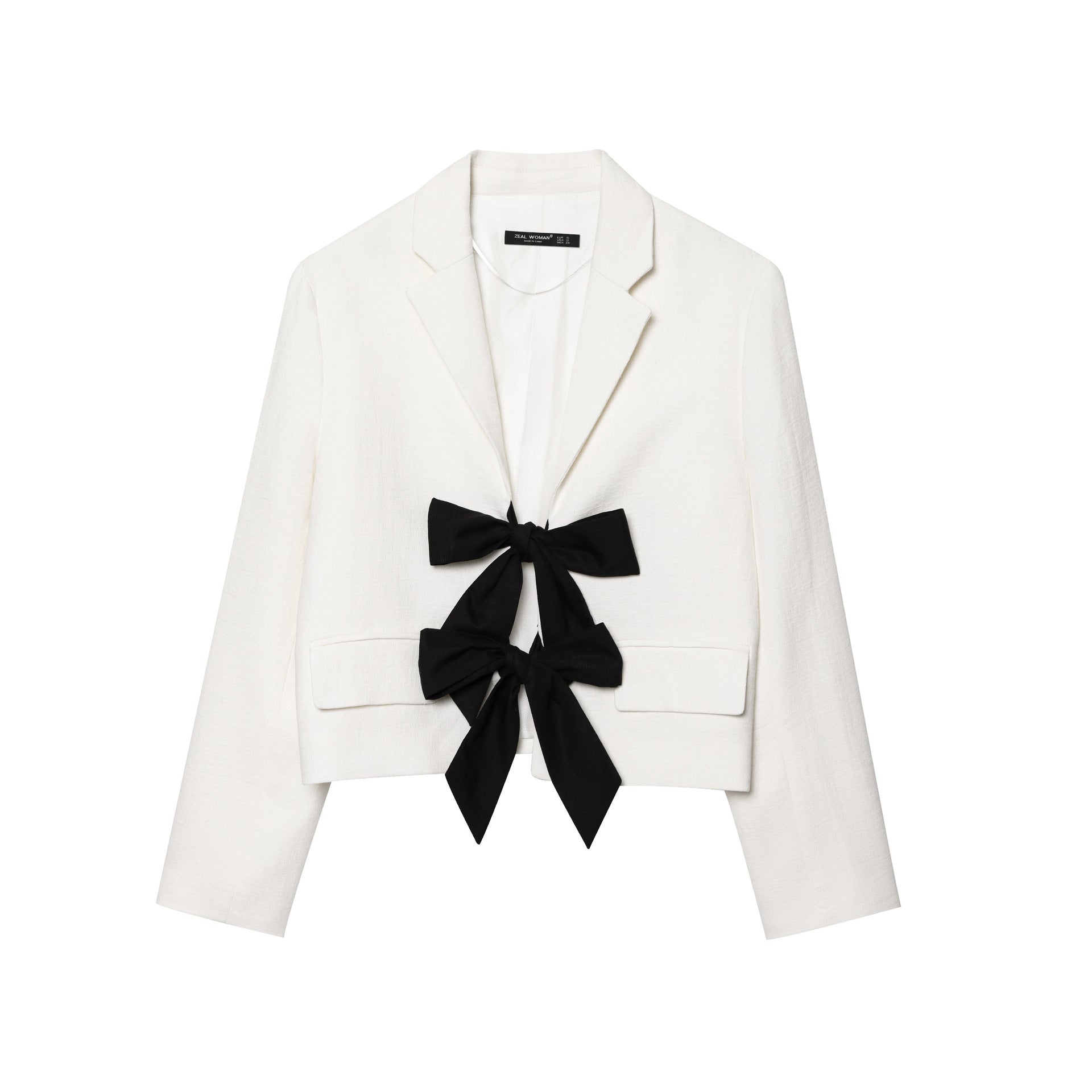 Damen modische Kurzblazerjacke mit Schleifen-Details Sovae