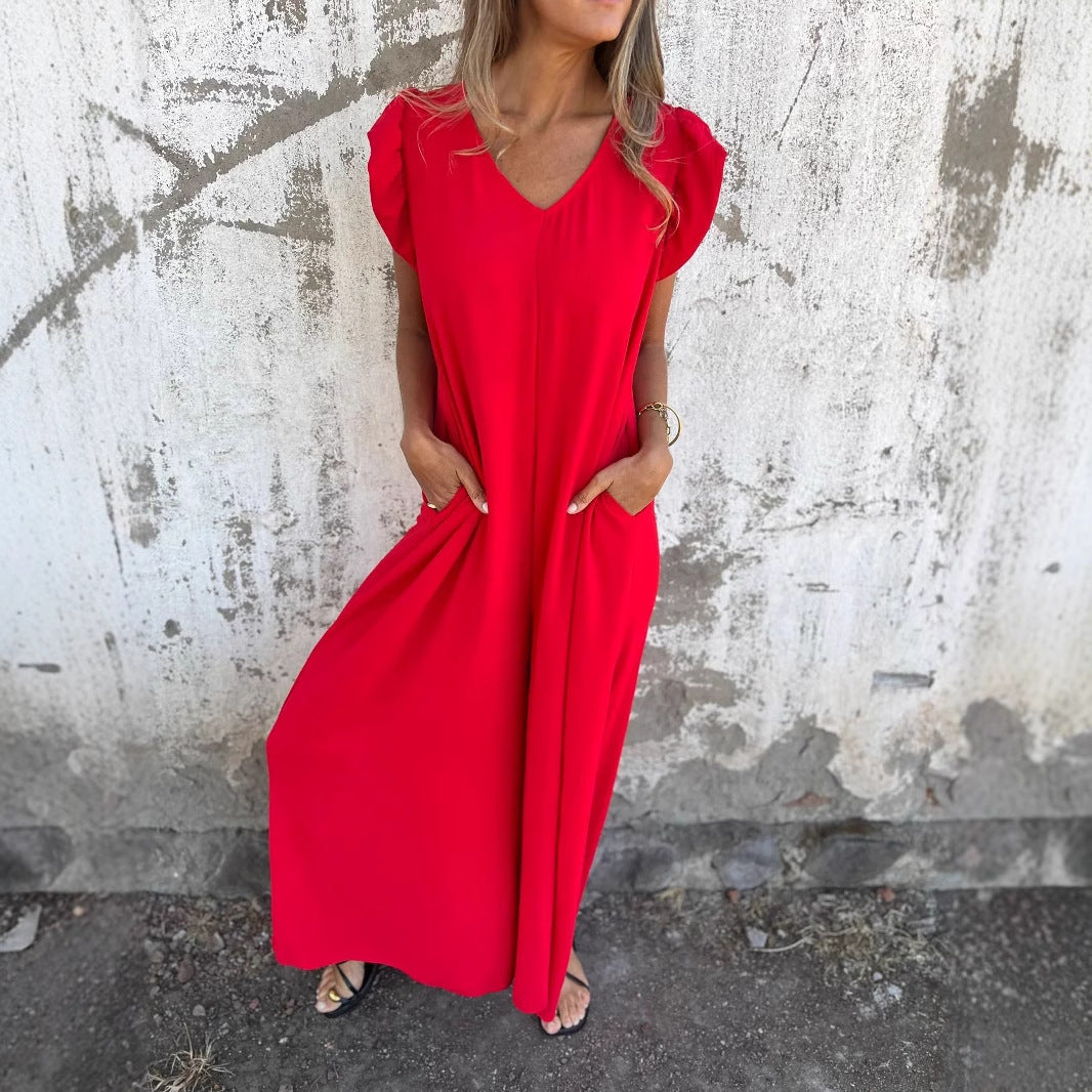 Damen lässiger Jumpsuit mit tierischem Druck und Taschen Sovae