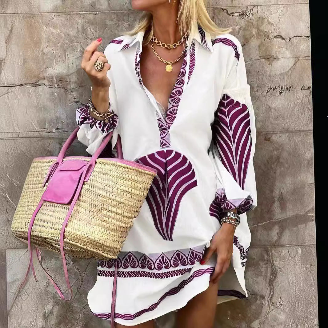 Damen Leichtes Strandkleid mit elegantem Muster Sovae