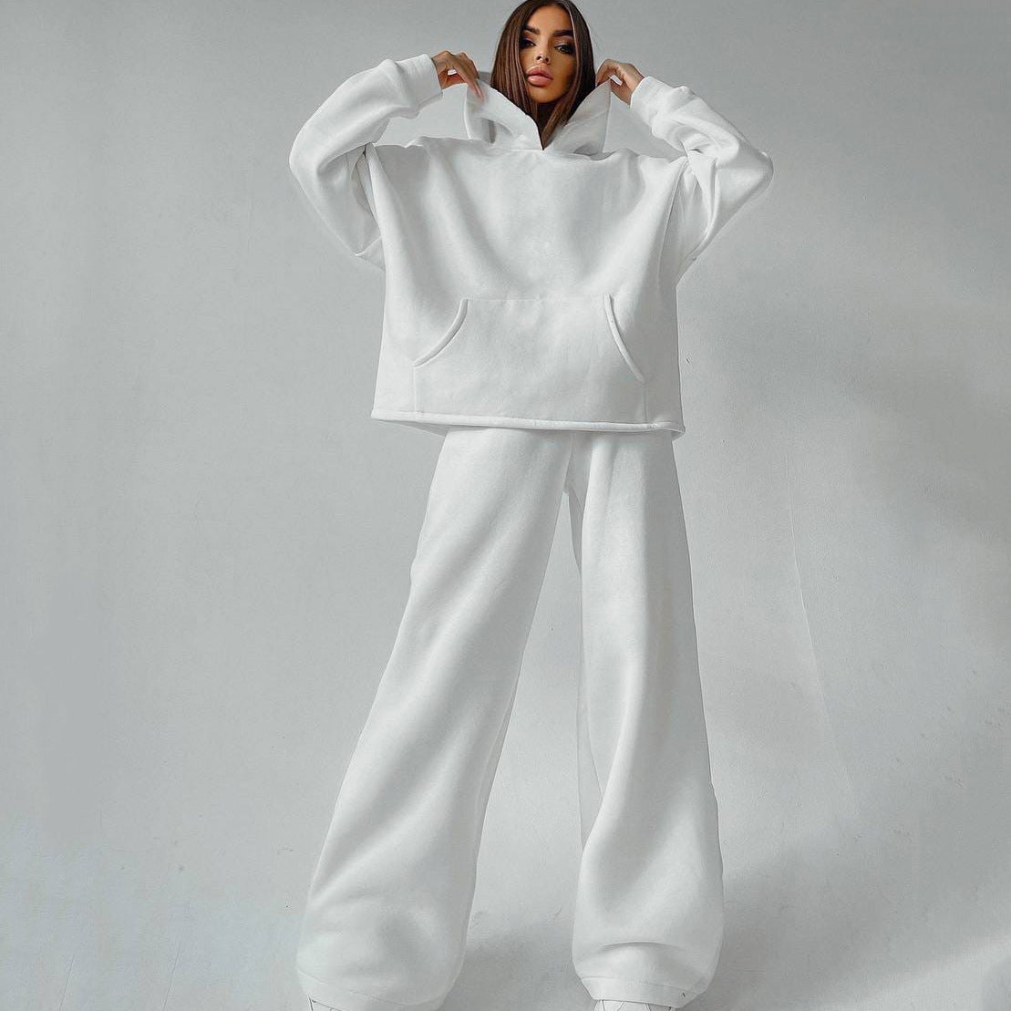 Damen Sportlicher Fleece-Zweiteiler mit weitem Schnitt Sovae
