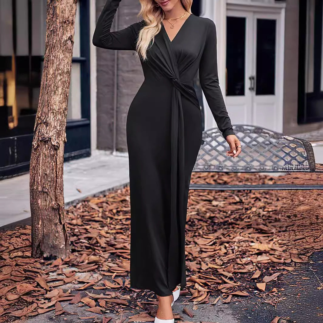 Damen Maxikleid mit elegantem Twist Sovae