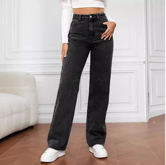 Damen Weitgeschnittene Hochbundjeans Sovae