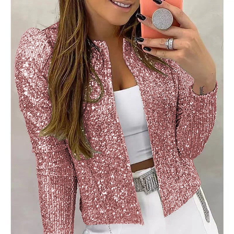 Damen glitzernde Strickjacke Sovae