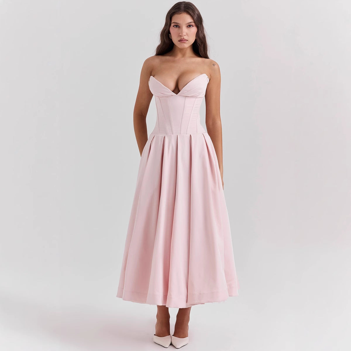 Damen Abendkleid mit korsettartigem Oberteil und weitschwingendem Rock Sovae