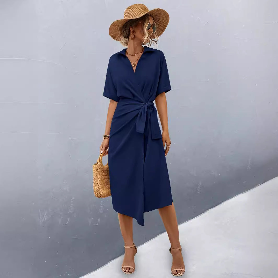 Damen Midikleid mit Wickeloptik Sovae