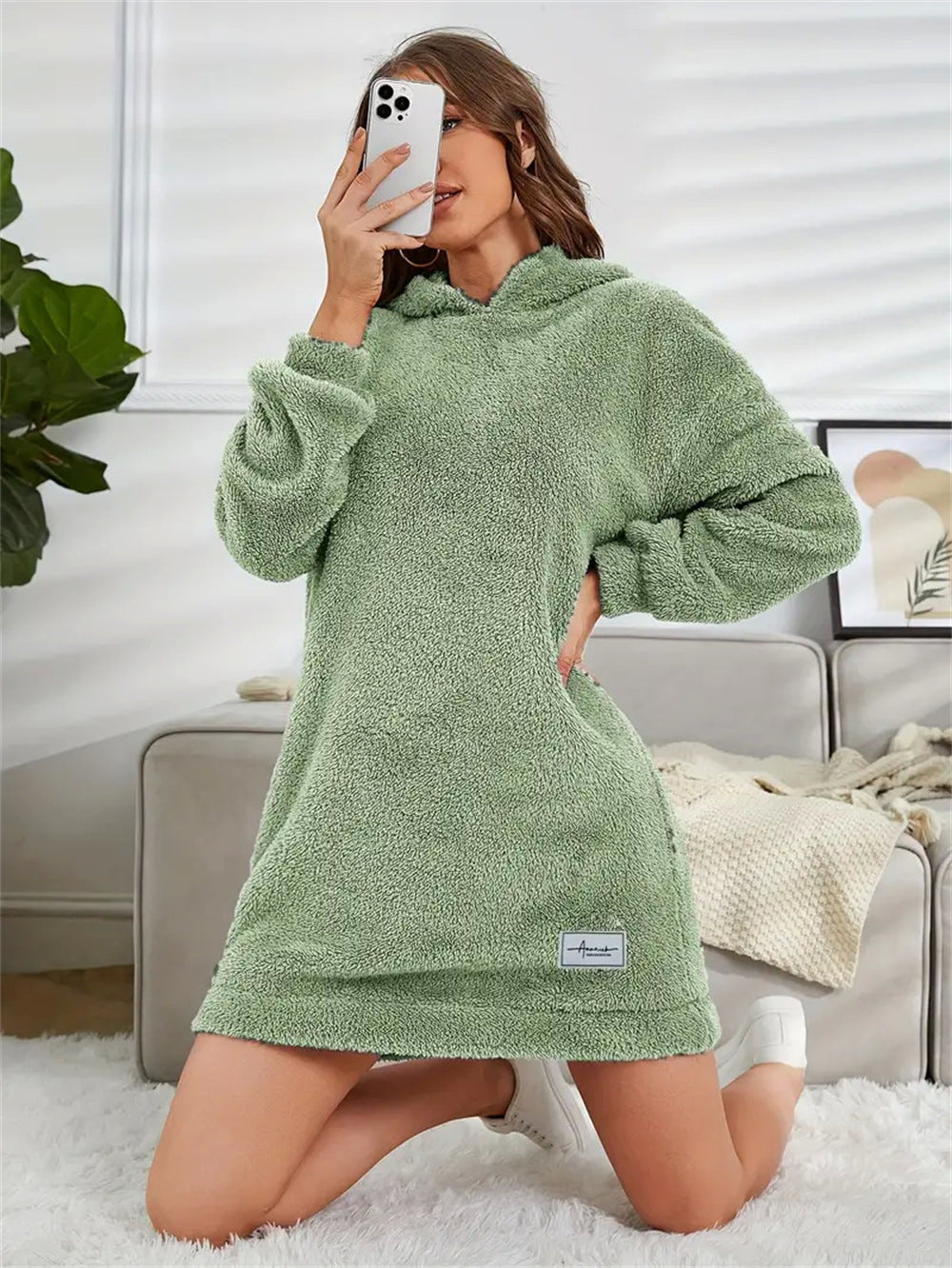 Damen Kuscheliges Hoodie-Kleid Sovae