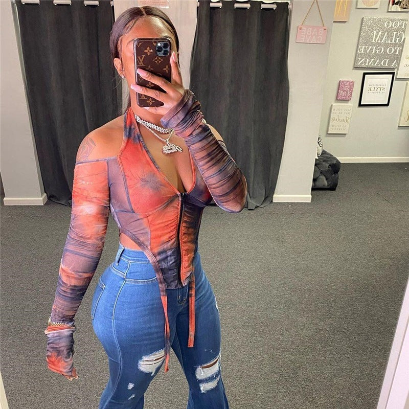 Damen Zip-Top mit langen Ärmel und raffiniertem Schnitt Sovae