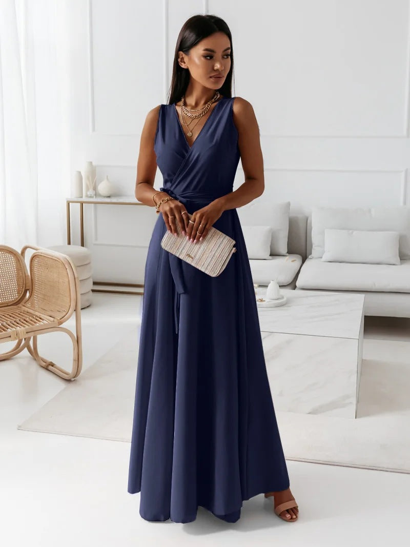 Damen Elegantes Wickel-Minikleid mit tiefem V-Ausschnitt und fließendem Stoff Sovae