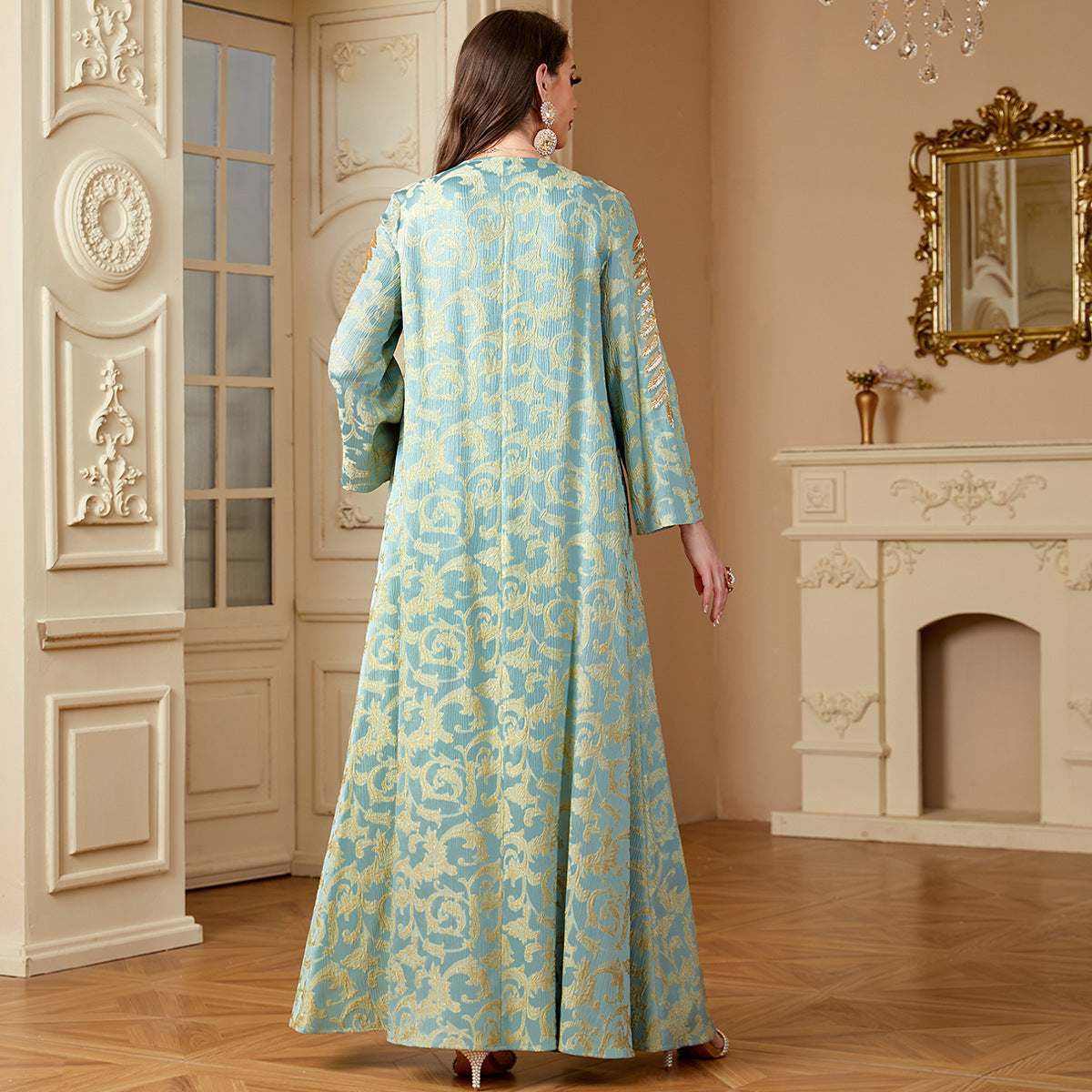 Damen Elegantes Maxikleid mit kunstvollem Bestickungsdesign Sovae