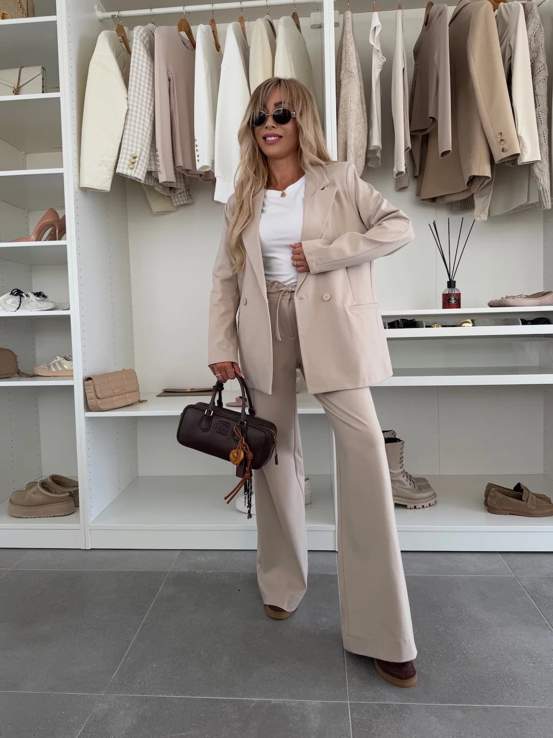 Damen elegantes und lässiges Anzug-Set mit weitem Schnitt Sovae