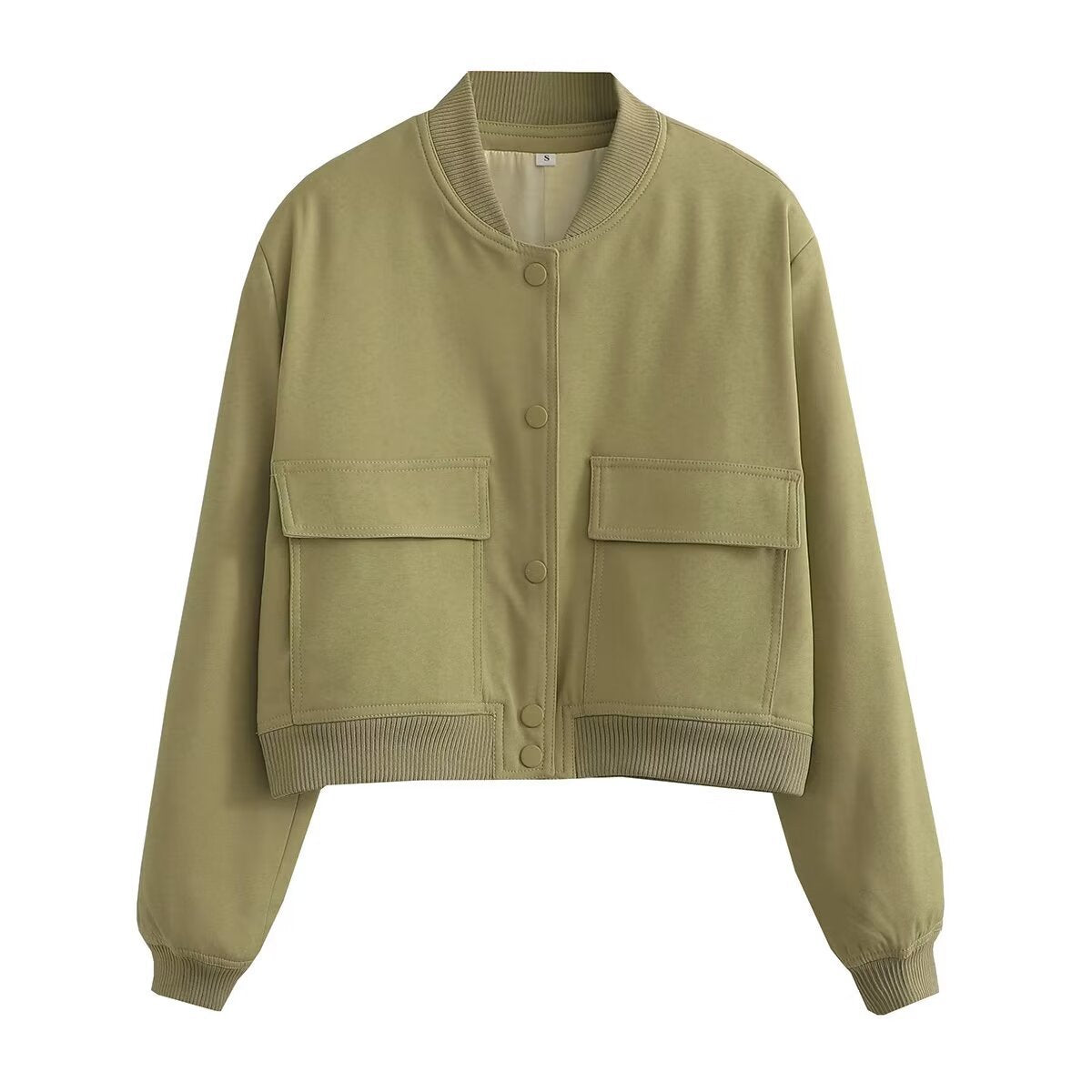 Damen modische cropped Jacke mit animalischem Muster und praktischen Taschen Sovae
