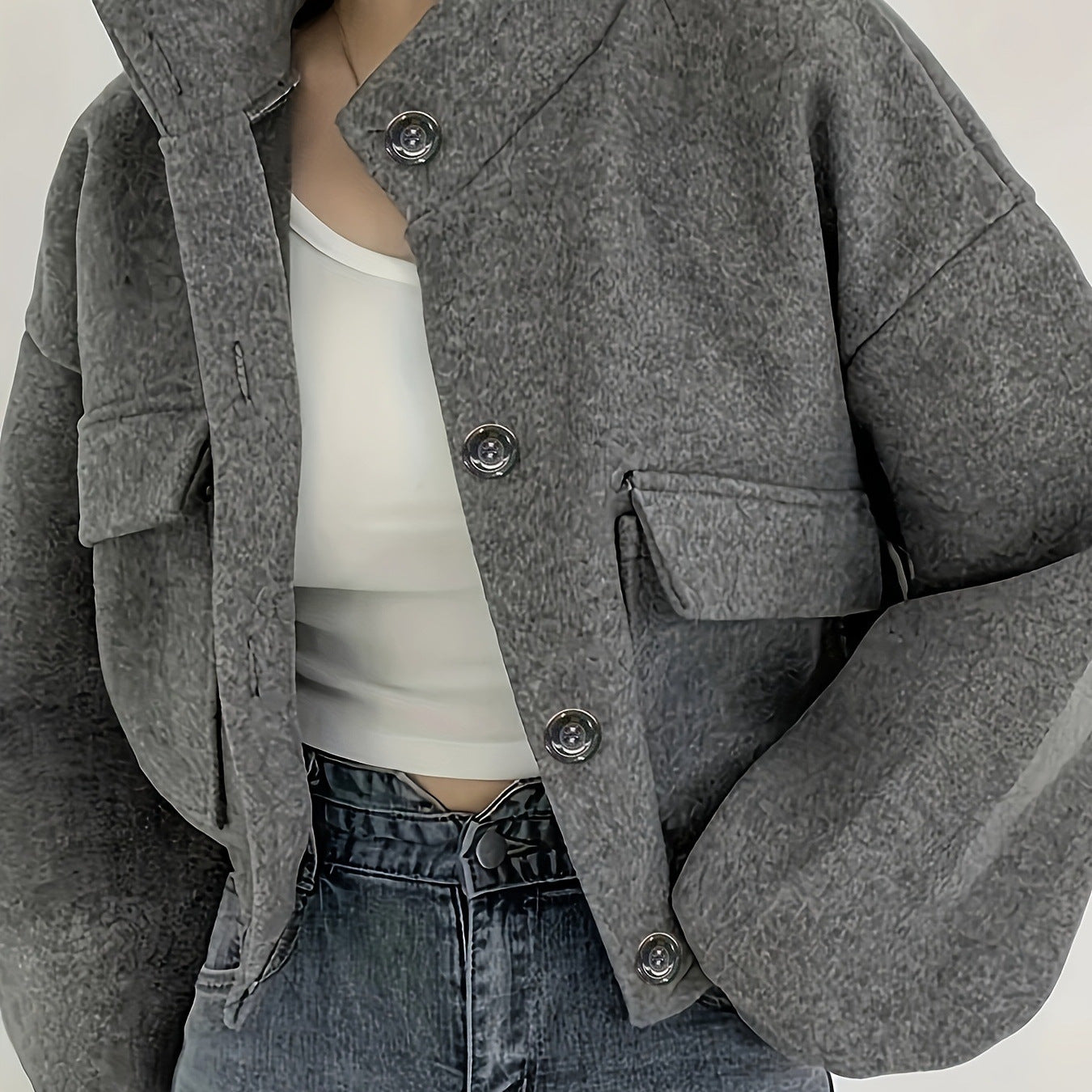 Damen kurze Fleecejacke mit praktischen Taschen Sovae