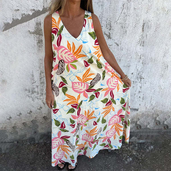 Damen Maxikleid mit Tropenprint Sovae