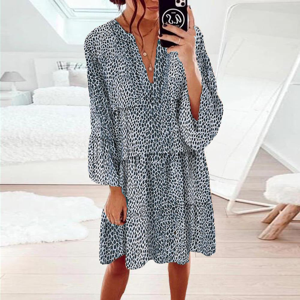 Damen luftiges Midi-Kleid mit tierischem Muster Sovae