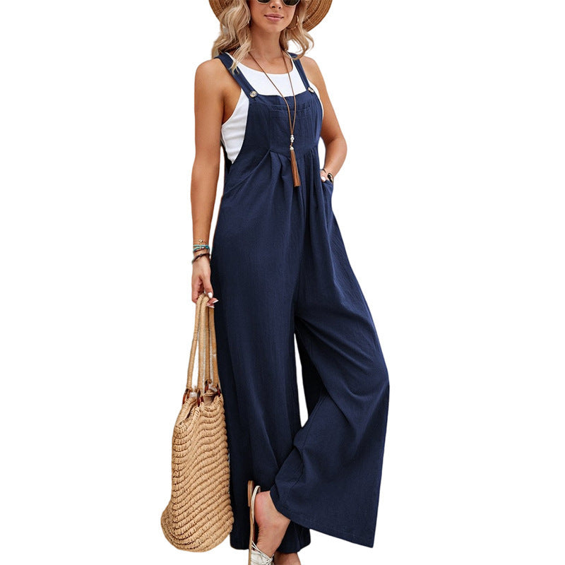 Damen lässiger Jumpsuit mit breiten Beinen und modischen Trägern Sovae