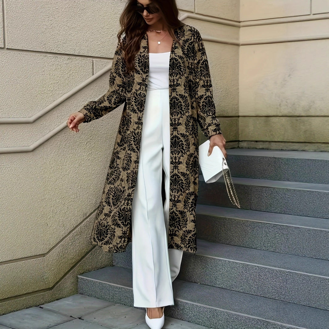 Damen Elegante Longjacke mit floralem Muster Sovae