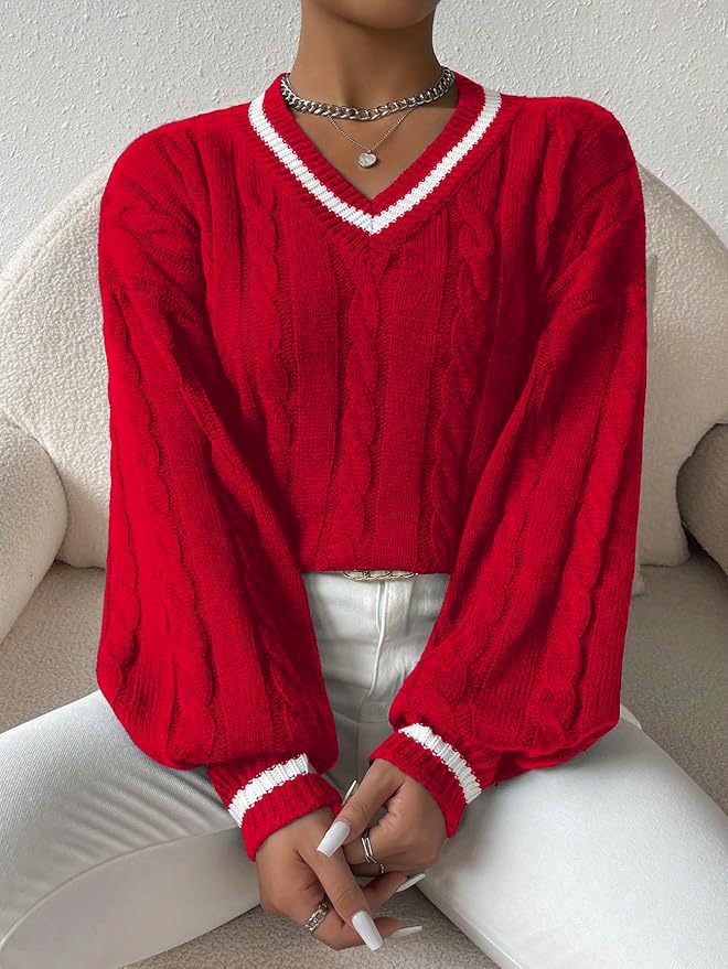 Damen Grobstrick Pullover Sovae