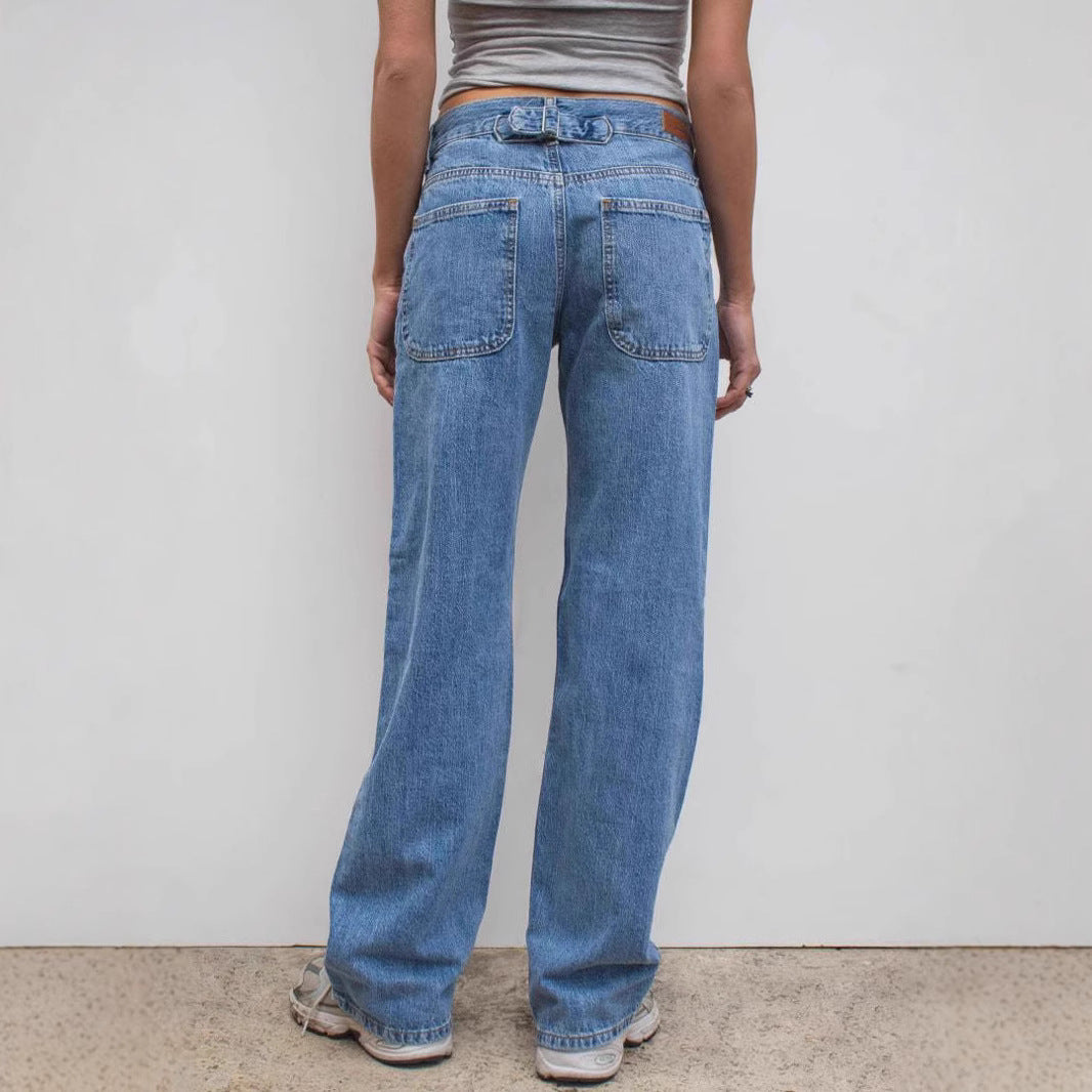 Damen Weite Jeans im modernen Vintage-Stil Sovae