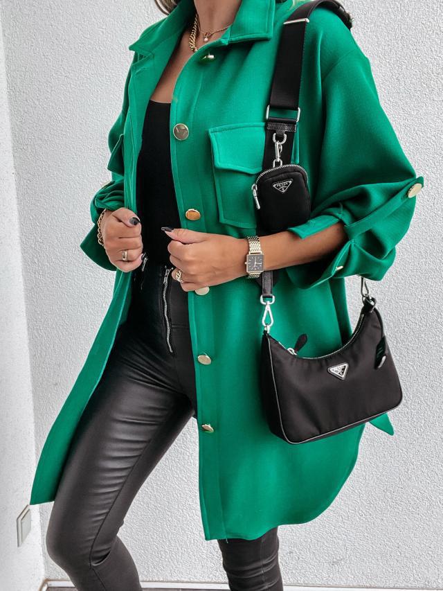 Damen Oversized Hemdblusenjacke Sovae