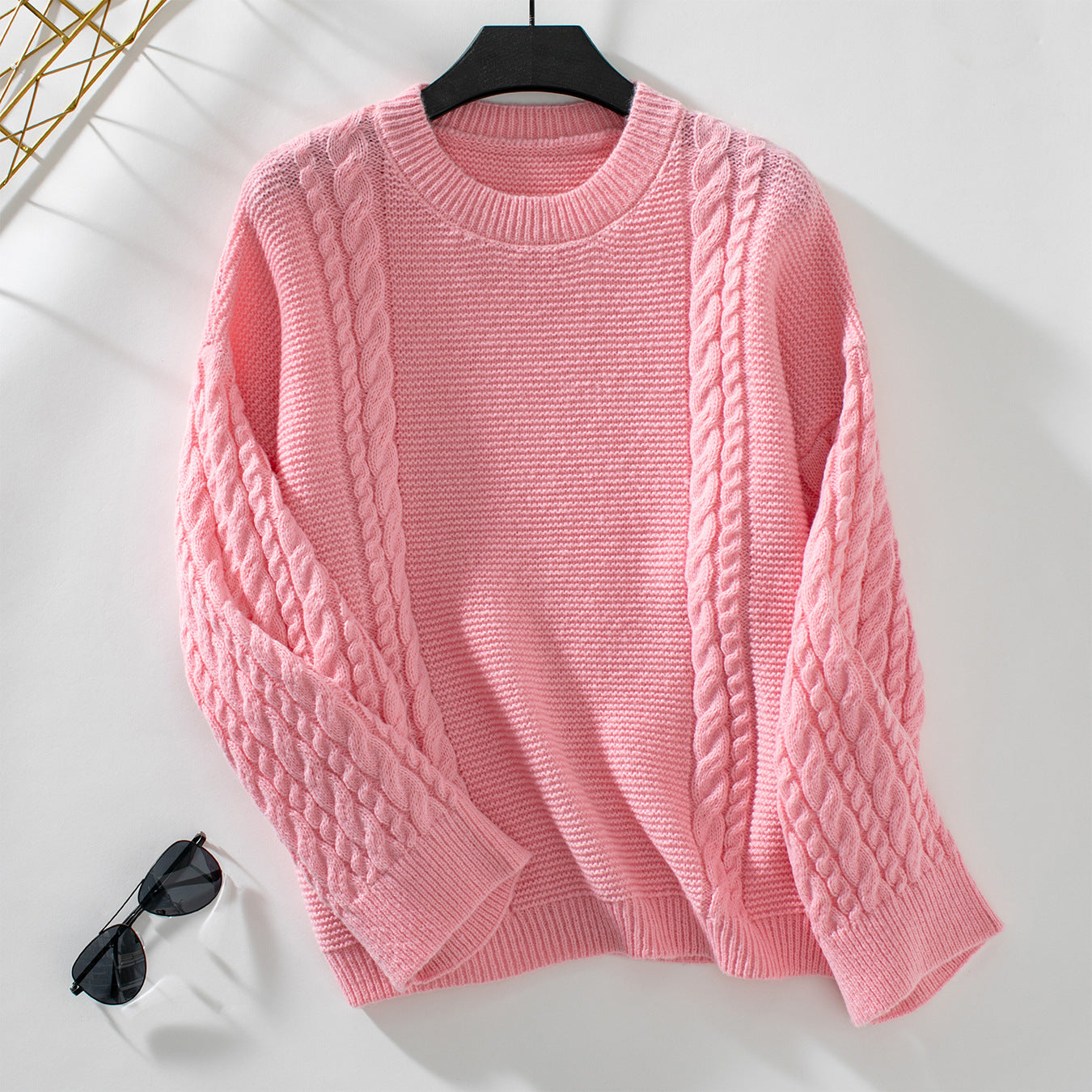 Damen Strickpullover mit strukturiertem Zopfmuster Sovae