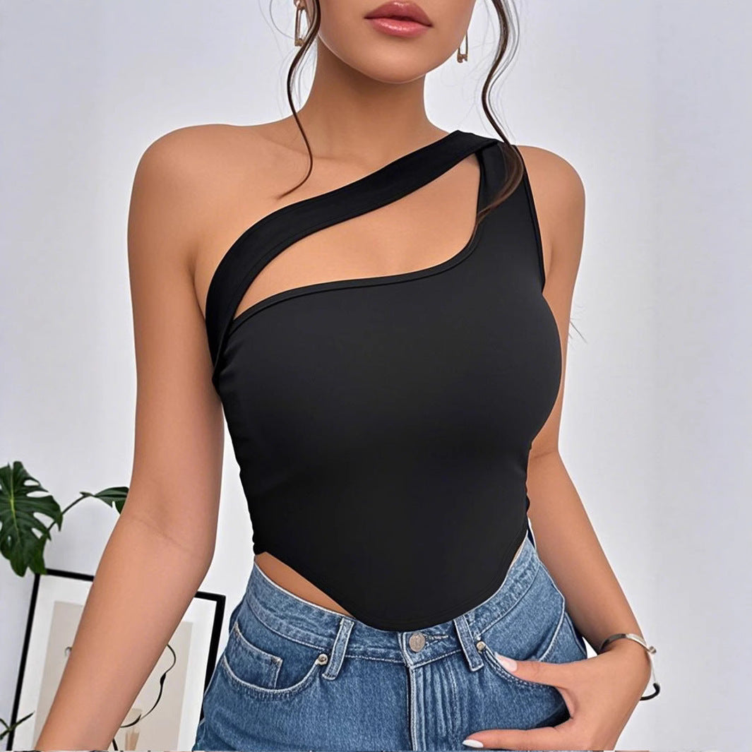 Damen ärmelloses Body mit asymmetrischem Ausschnitt Sovae