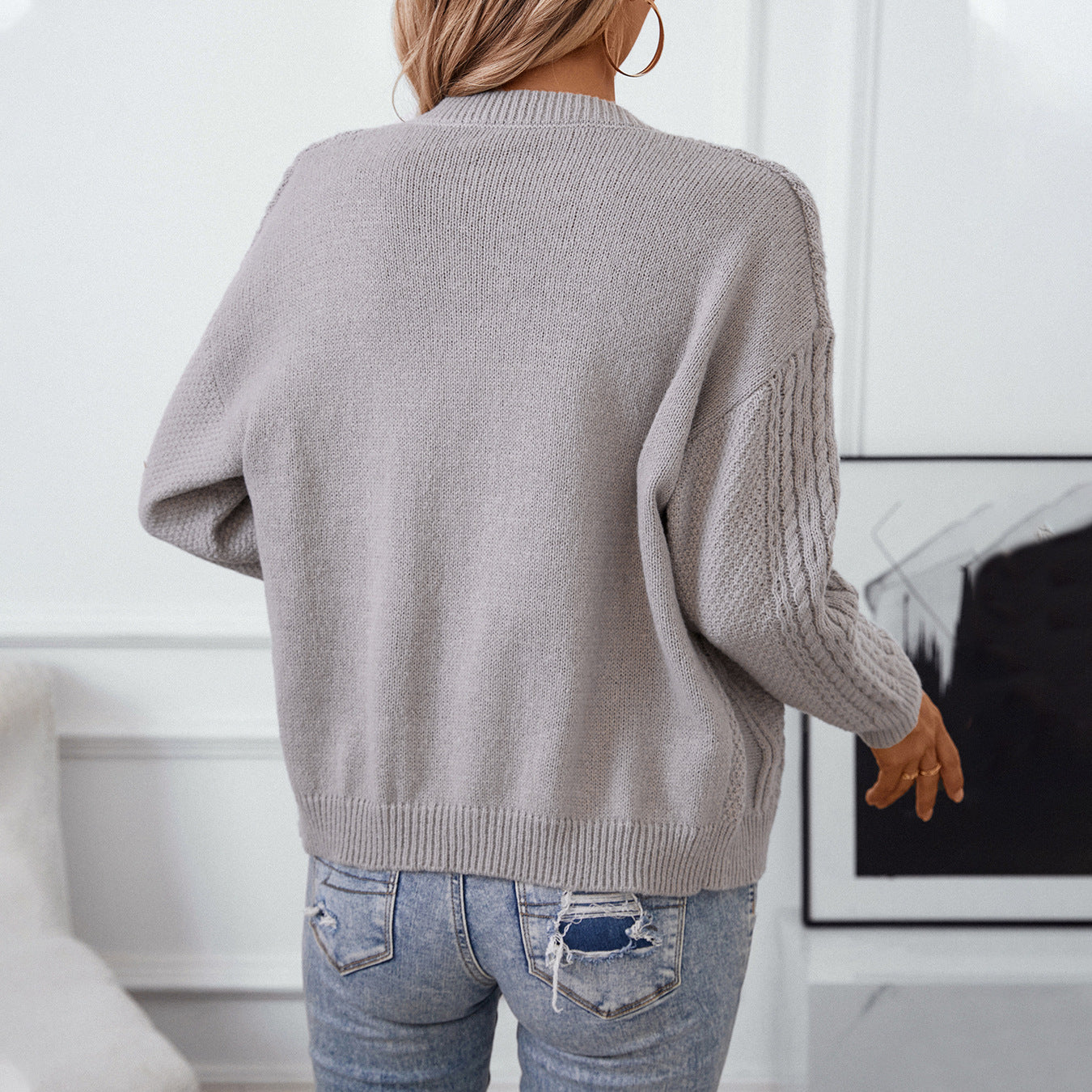 Damen Strickjacke mit dekorativer Struktur und Knöpfen Sovae