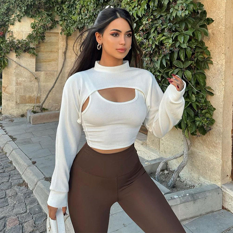 Damen modernes Crop-Top mit asymmetrischem Ausschnitt Sovae