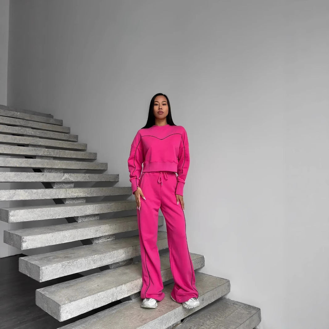 Damen lässiges Sportoutfit mit weitem Schnitt und kontrastiven Details Sovae