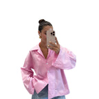 Damen Wickelbluse mit langen Ärmeln und modernen Knopfdetails Sovae