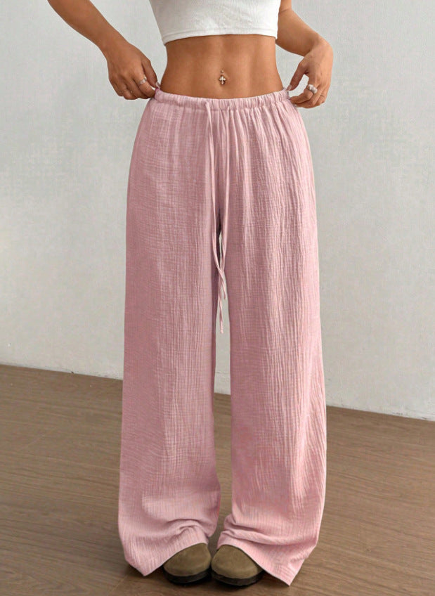 Damen Luftige Palazzo-Hose mit elastischem Bund Sovae