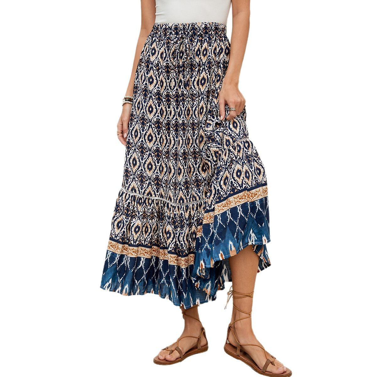 Damen Maxi-Rock mit Ethno-Muster Sovae