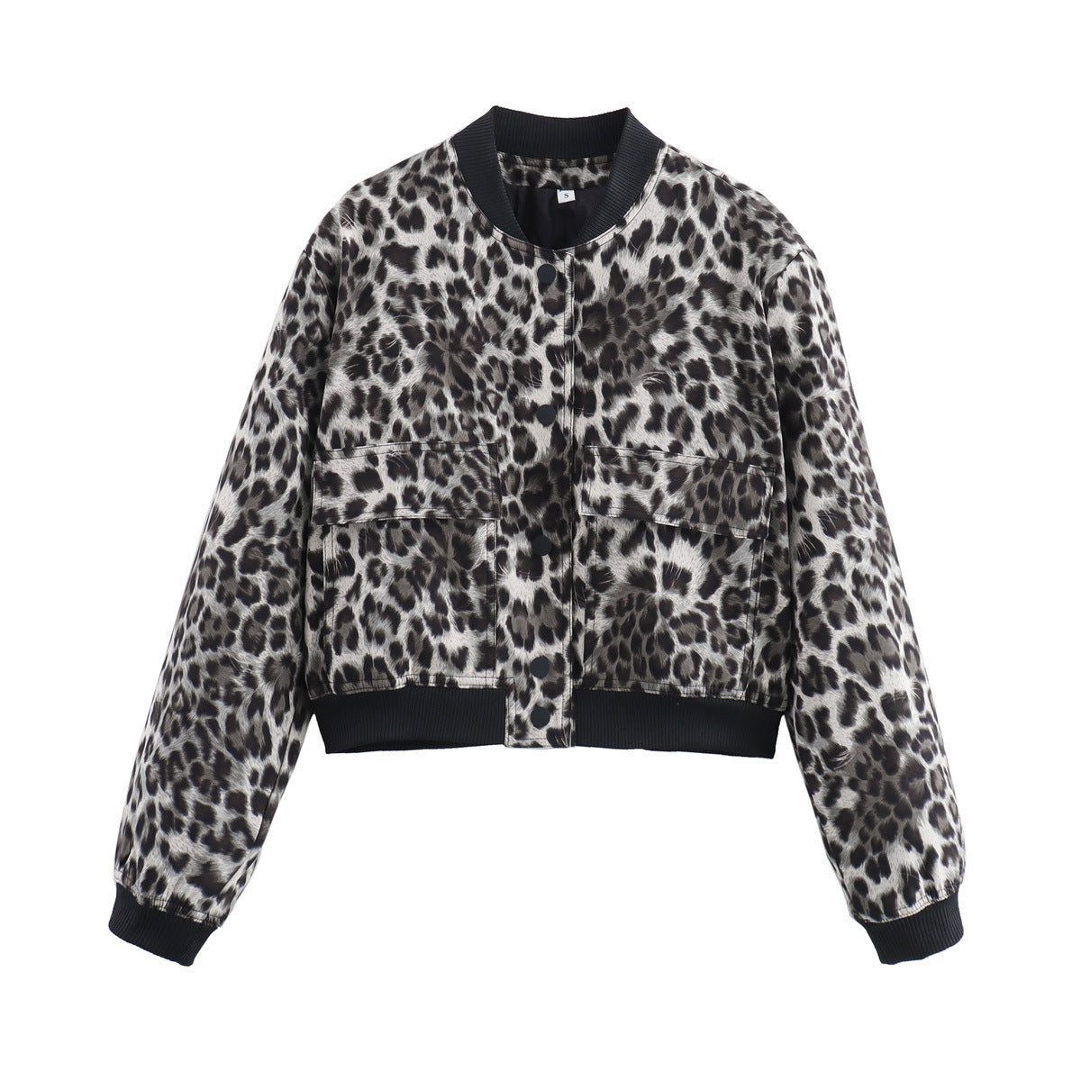 Damen modische cropped Jacke mit animalischem Muster und praktischen Taschen Sovae