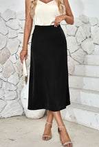 Damen Eleganter Maxi-Rock aus seidig-fließendem Material mit hohem Bund Sovae