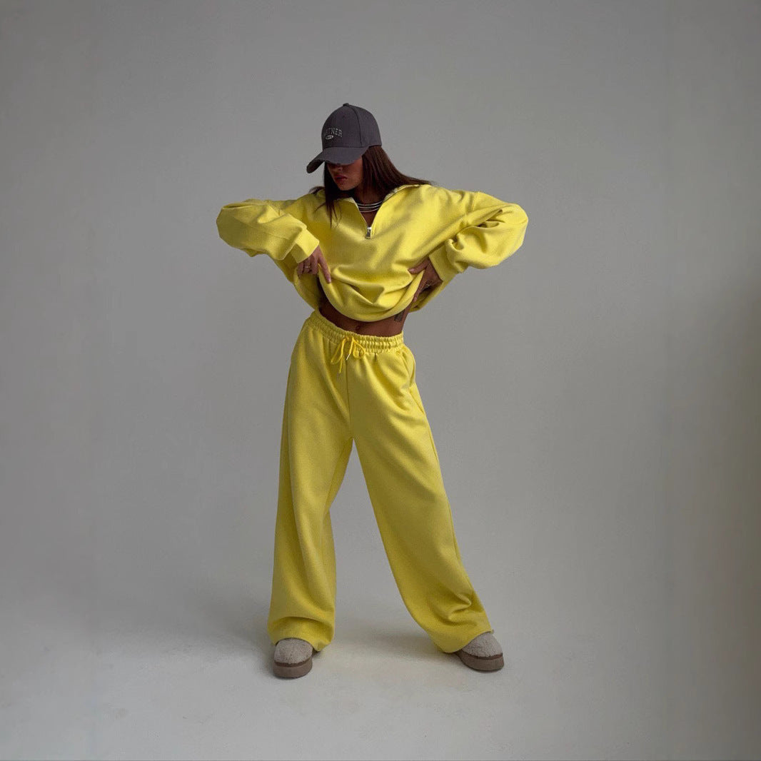 Damen Sportlicher Kapuzenpullover mit kurzer Reißverschlussöffnung Sovae