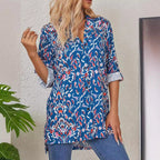 Damen Elegante Bluse mit floralem Muster und Umlegekragen Sovae