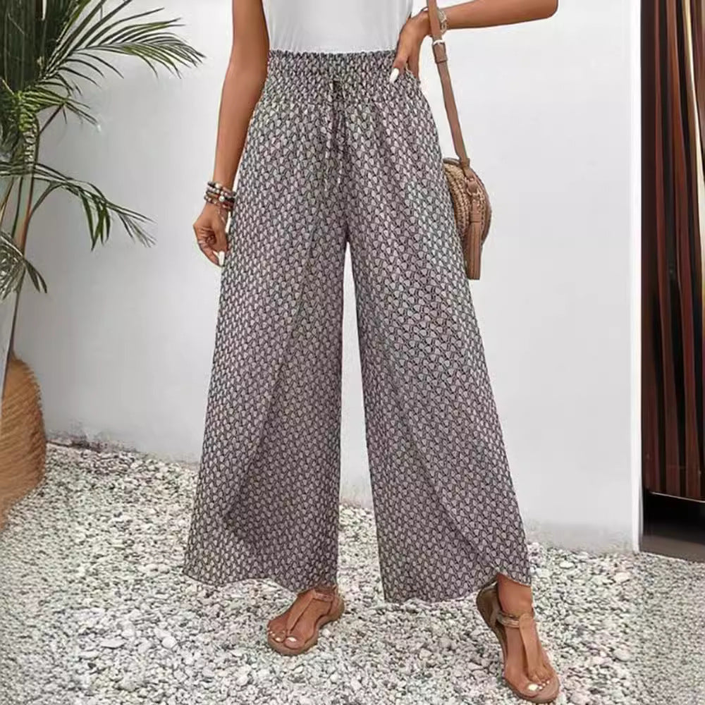Damen Weite Palazzo-Hosen mit elastischem Bund Sovae