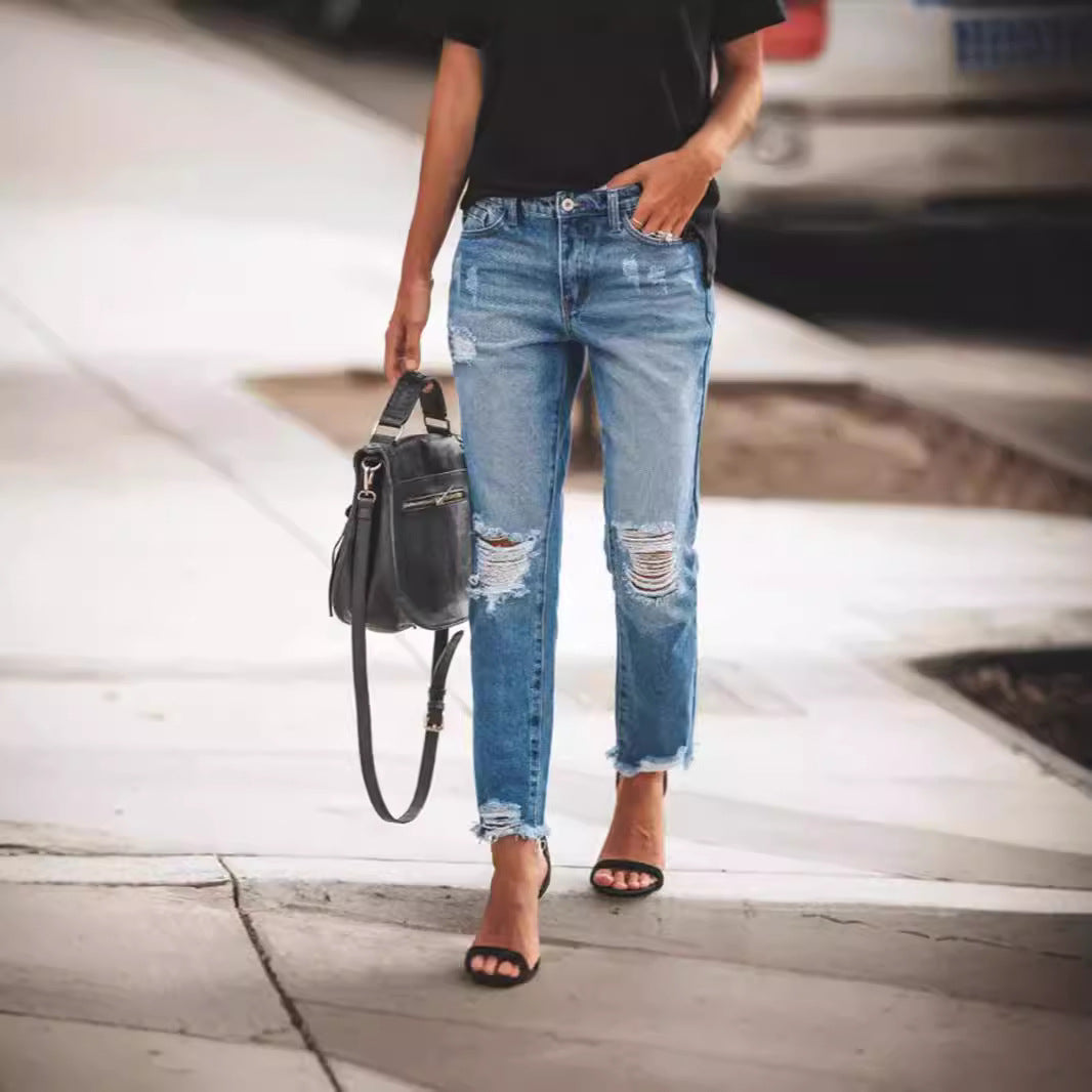 Damen Relaxed Fit Jeans im Destroyed-Look Sovae