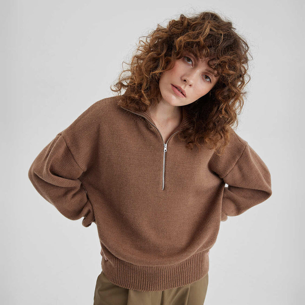 Damen Modischer Strickpullover mit hohem Kragen Sovae