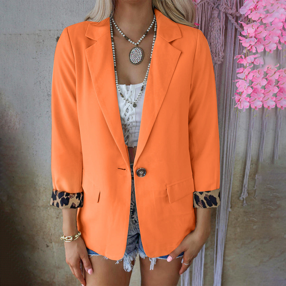 Damen modische Blazer mit tierischem Muster an den Ärmeln Sovae