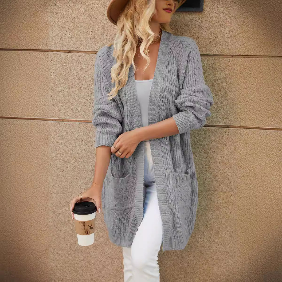 Damen Grobstrickcardigan mit praktischen Taschen und lässigem Schnitt Sovae