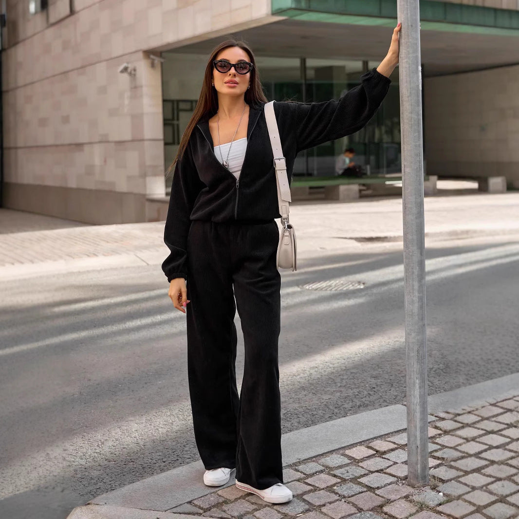 Damen cropped Kapuzenpullover aus geripptem Material Sovae